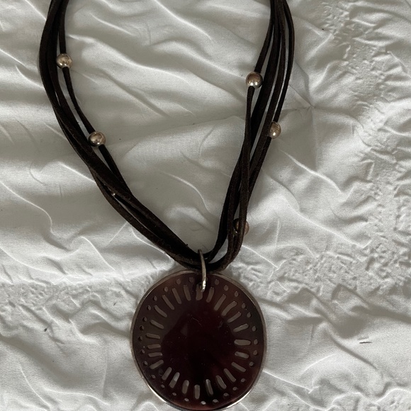 Silpada Vintage Suede Cord, Pen Shell Necklace - Picture 1 of 4